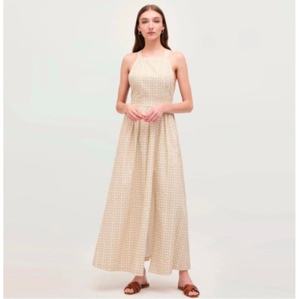 Hill House Home The Addie Dress Sand Basketweave Cane Print Maxi Cotton XS NEW